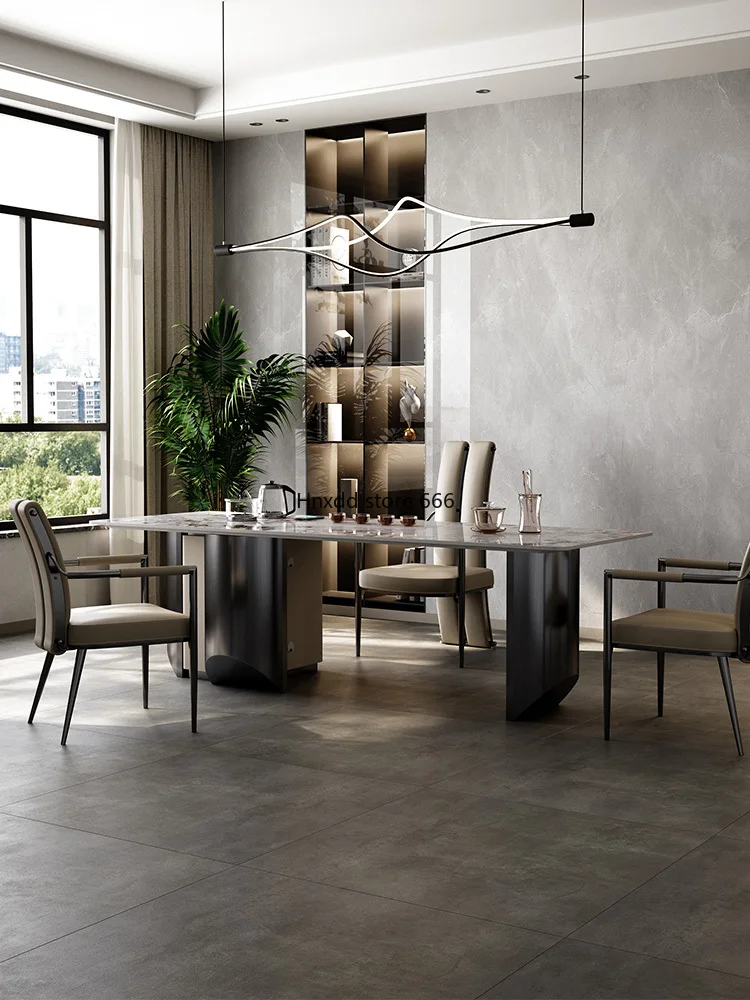 Italian minimalist rock slab tea table and chair combination