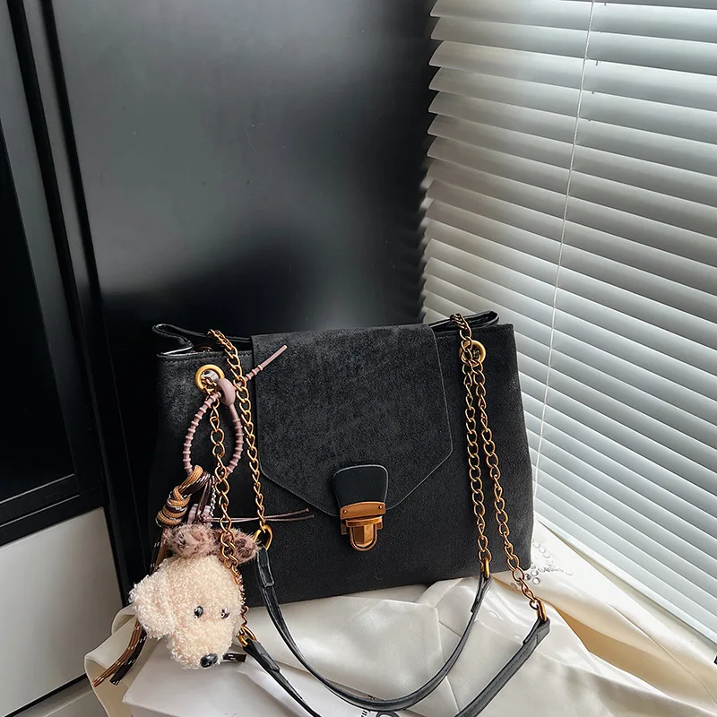 

2025 New Vintage Matte Crossbody Bag for Women, Genuine Suede Leather Multi-way Shoulder Purse, Retro Chic Casual Bag for Work