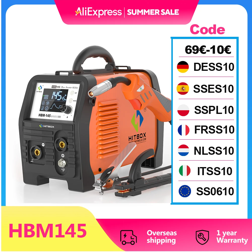 

HITBOX HBM145 3 in 1 MMA/Gasless MIG/Lift TIG Welding Machine Semi-Automatic Welder Inverter Support Wire Drawing Gun Equipment