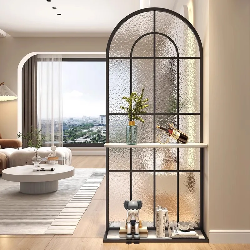 

No punching entrance, movable living room, water ripple Changhong glass screen partition, bedroom occlusion