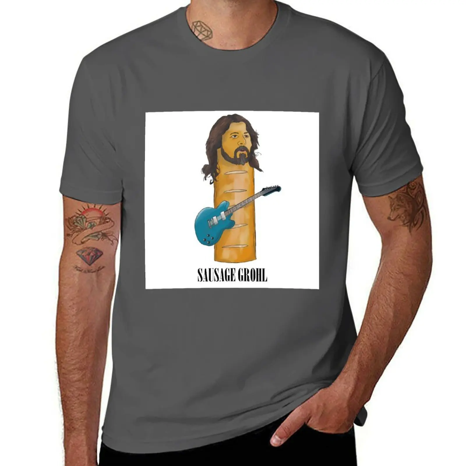 

Sausage Grohl T-Shirt Work Daily Short Sleeve Top