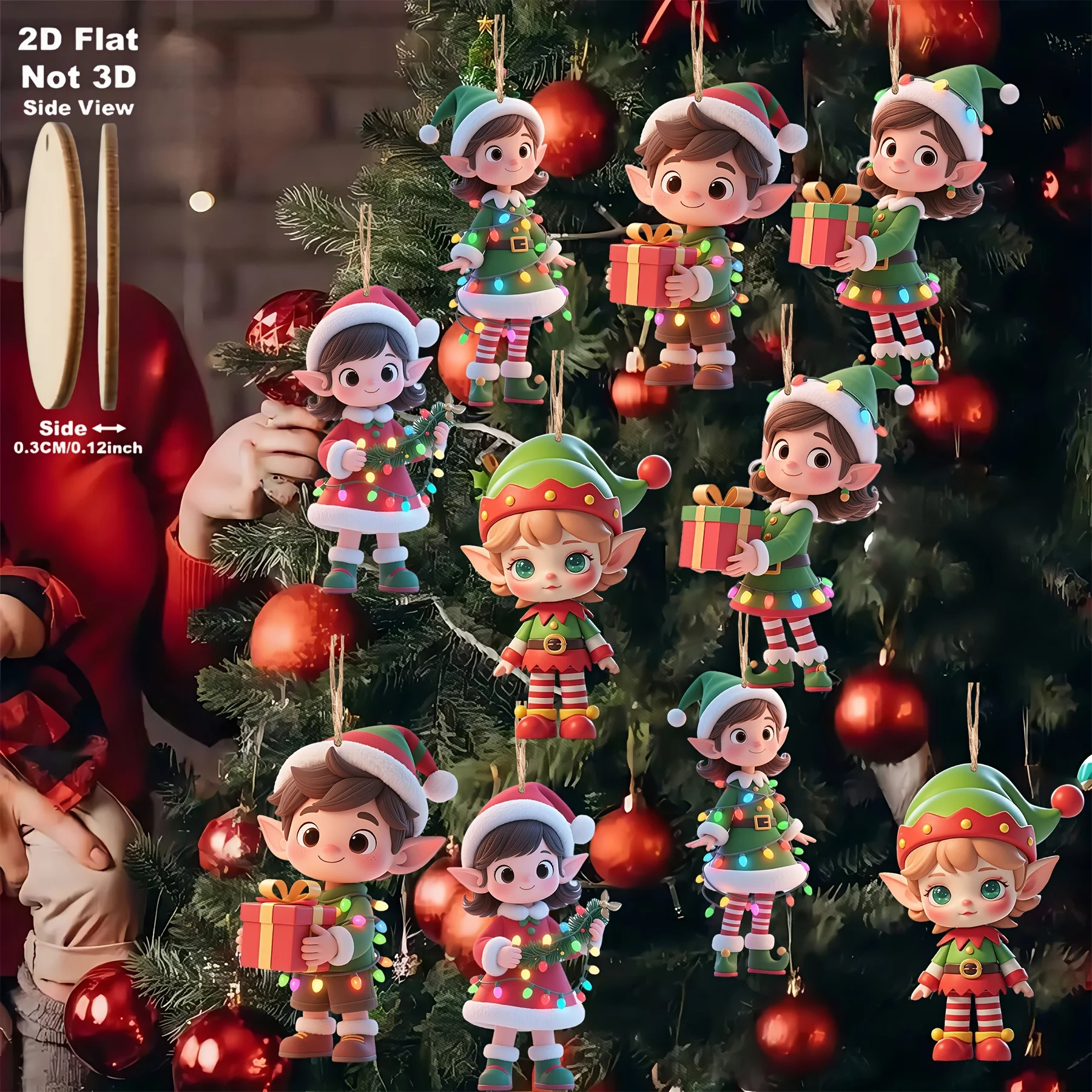 10 unids/set colgante de madera de Navidad tomar el regalo elfo adorno colgante de árbol de Navidad perfecto para decoración de fiesta de Navidad regalos de Año Nuevo para el hogar
