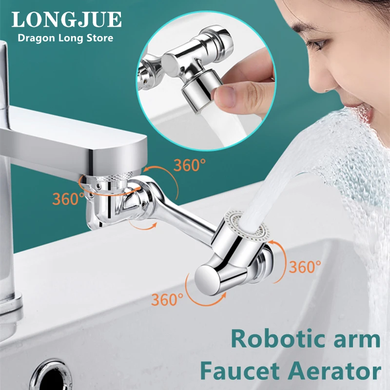 LongJue ABS 1080° Rotation Faucet Aerator Splash Filter Kitchen Tap Extend Water Saving Faucet Adaptor Faucet Bubbler Nozzle