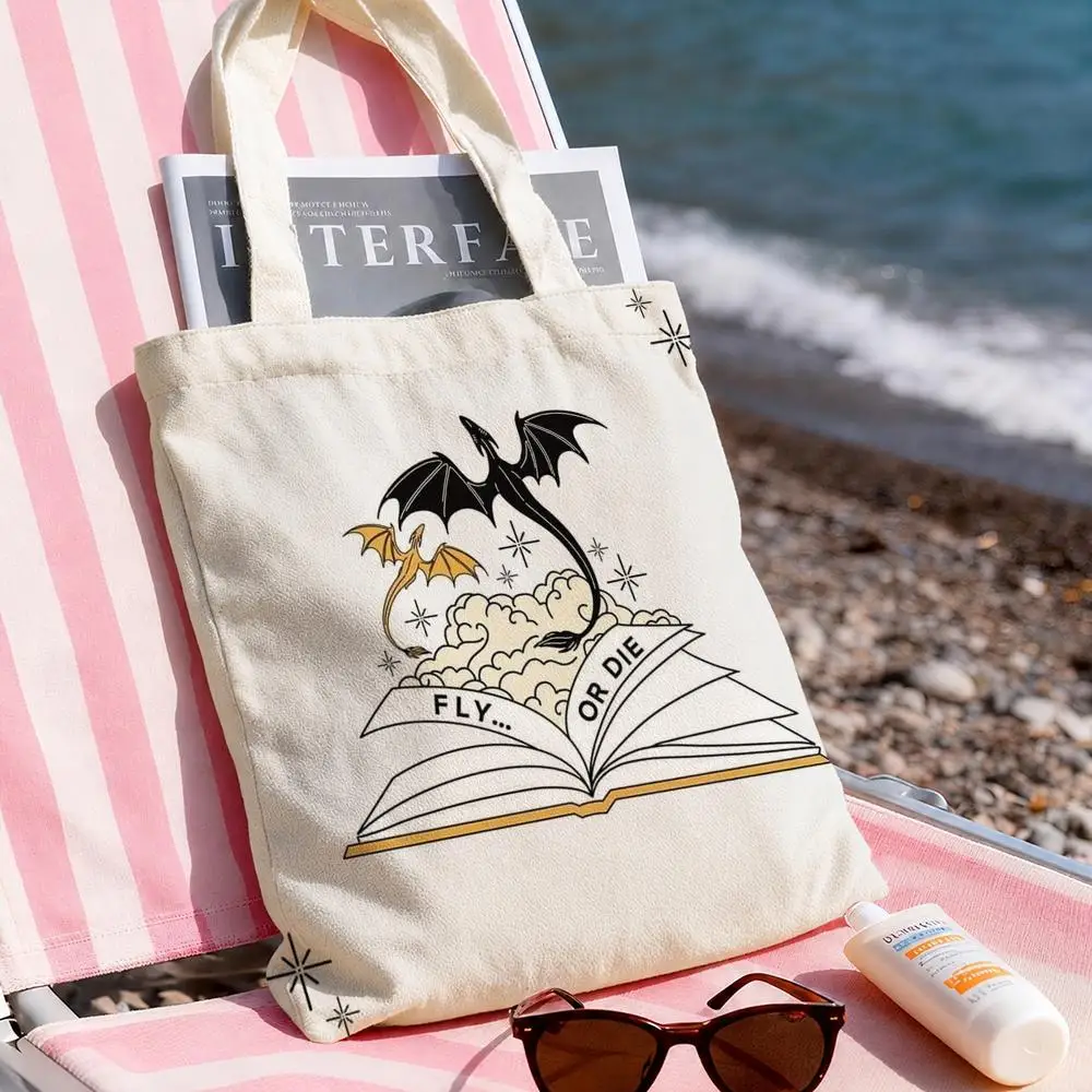 F-Fourth W-Wing Storage Bags Double-Sided Printed Canvas Tote Bag Large Capacity Women Shoulder Handbag