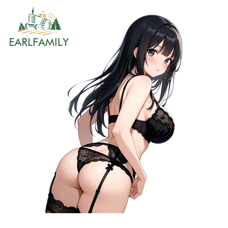 EARLFAMILY Bikini Anime Girl DIY Stickers Attractive Personality Scooter Skateboard Decals Sunscreen Waterproof Graffiti Sticker