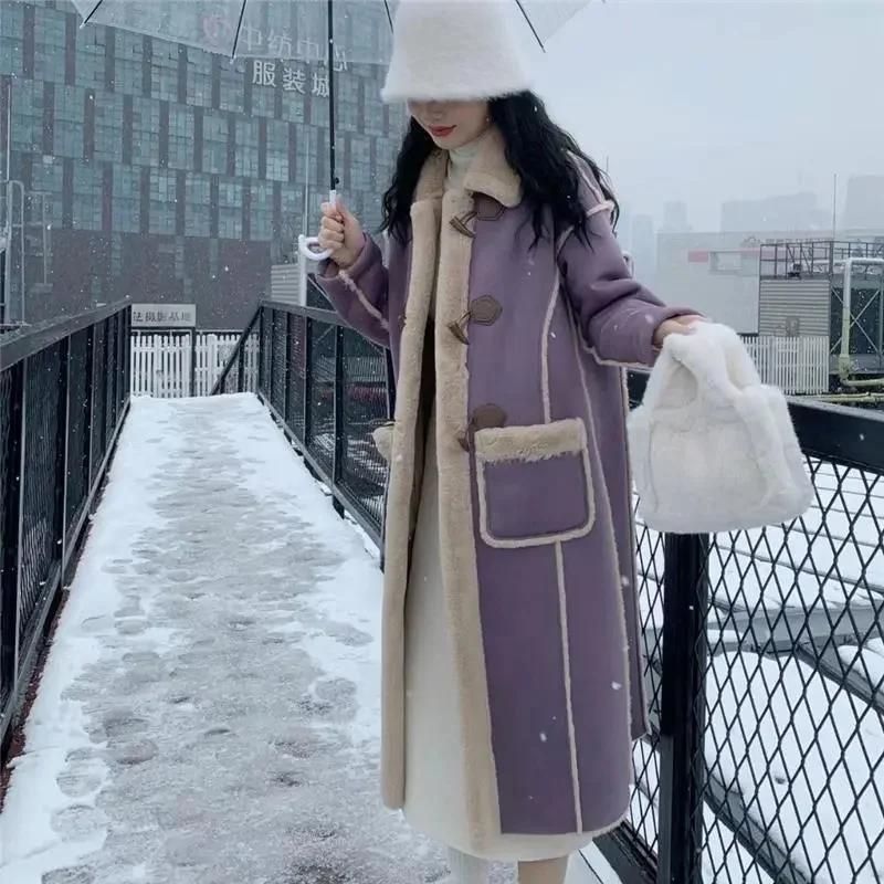 

Fashionable Simple Commuting Slimming Medium Length Lamb Fur Coat Fur Fur Integrated Women Plush Autumn Winte JJ488