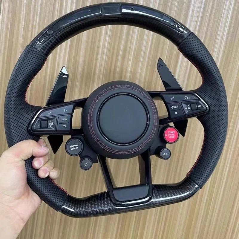 

For Audi A4L A5 A6L A7 TT Q5 S4 S5 RS5 RS6RS7 Modification R8 Steering Wheel Assembly Carbon Fiber Leather LED Two Key Four Key