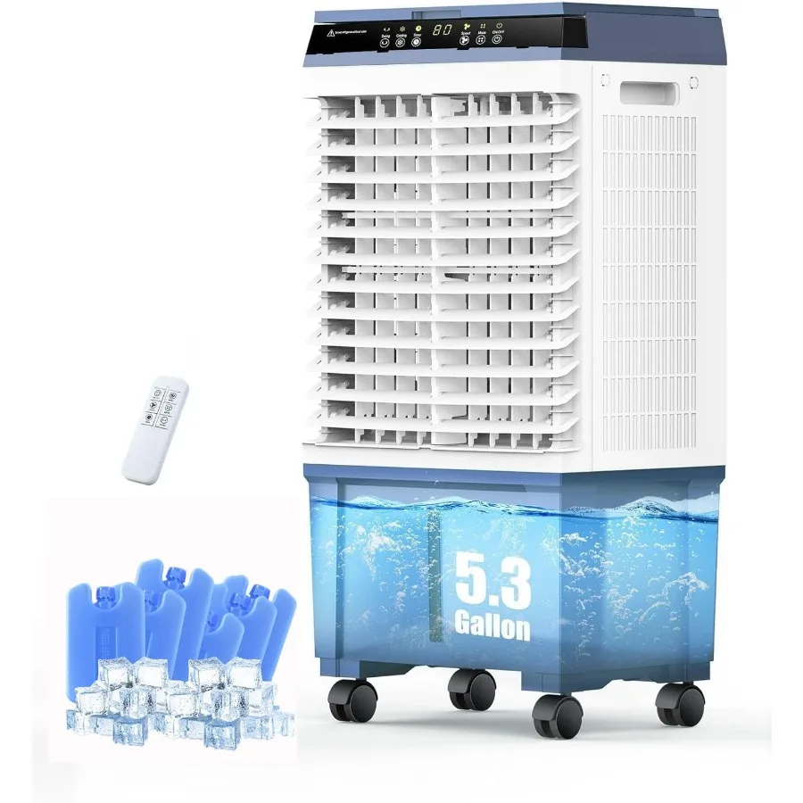 مبرد هواء تبخيري 1800 CFM مع 6 صناديق ثلج وخزان مياه سعة 5.3 جالون لأداء التبريد الممتد 110 Au