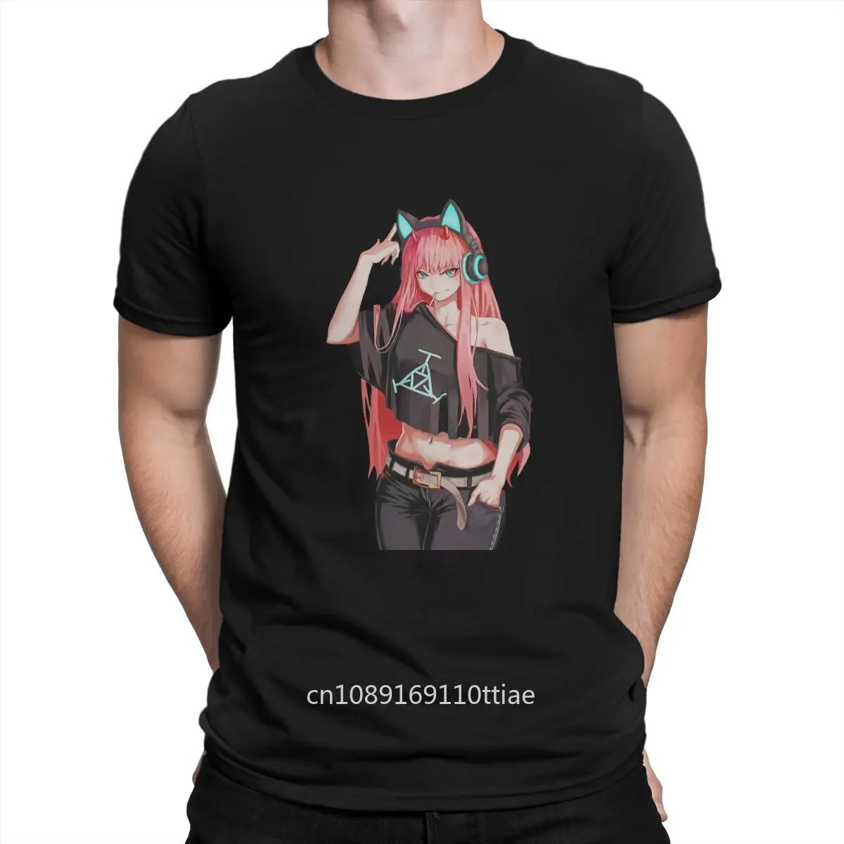 Darling In The Franxx Anime Creative TShirt for Men 02 Outfit Zero Two Round Collar Basic T Shirt Distinctive Gift Clothes Tops