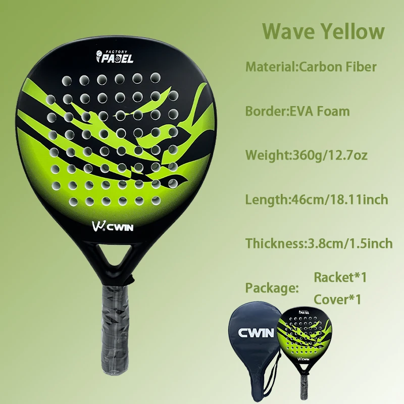 

Cwin Paddle Racket Adult Prefessional Carbon Fiber Soft EVA Face Tennis Paddle Racquet with Accessories Padel Bag Cover 2025