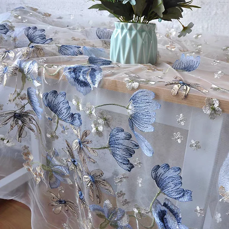 Haute Couture Tulle Mesh Lace Embroidery women\'s Wedding Dress Fabric Curtain DIY Gauze Skirt Sewing Stitching Material Cloth