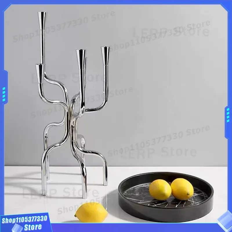 Modern Minimalist Metal Candlestick Holder Creative Desktop Ornament for Study Room Bookshelf Decoration Home Office Display