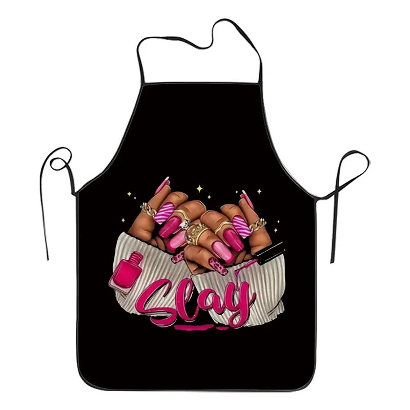 1 stks nail art afdrukken schoonheid keuken vrouwen schort huishoudelijke schoonmaak schort salon thuis koken bakken manicure werkkleding