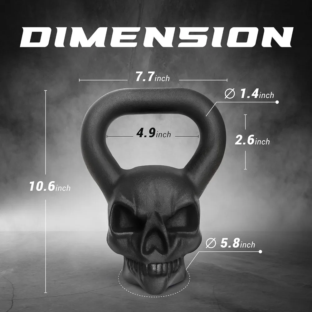 Kettlebell teschio 25, 35 libbre-campana bollitore in ghisa con manico antiscivolo verniciato a polvere-kettlebell per allenamento della forza