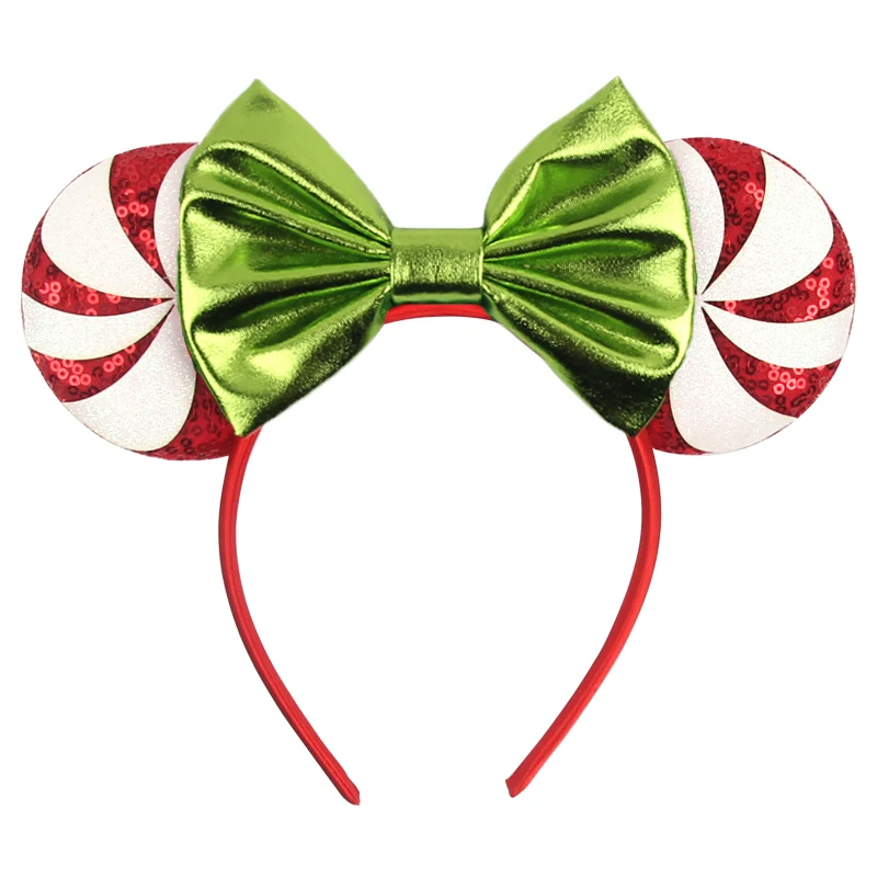 

2025 Christmas Classic Mouse Ears Headband Cute Glitter 5"Bow Headwear Girl Festival Party DIY Hair Accessories Women Decoration