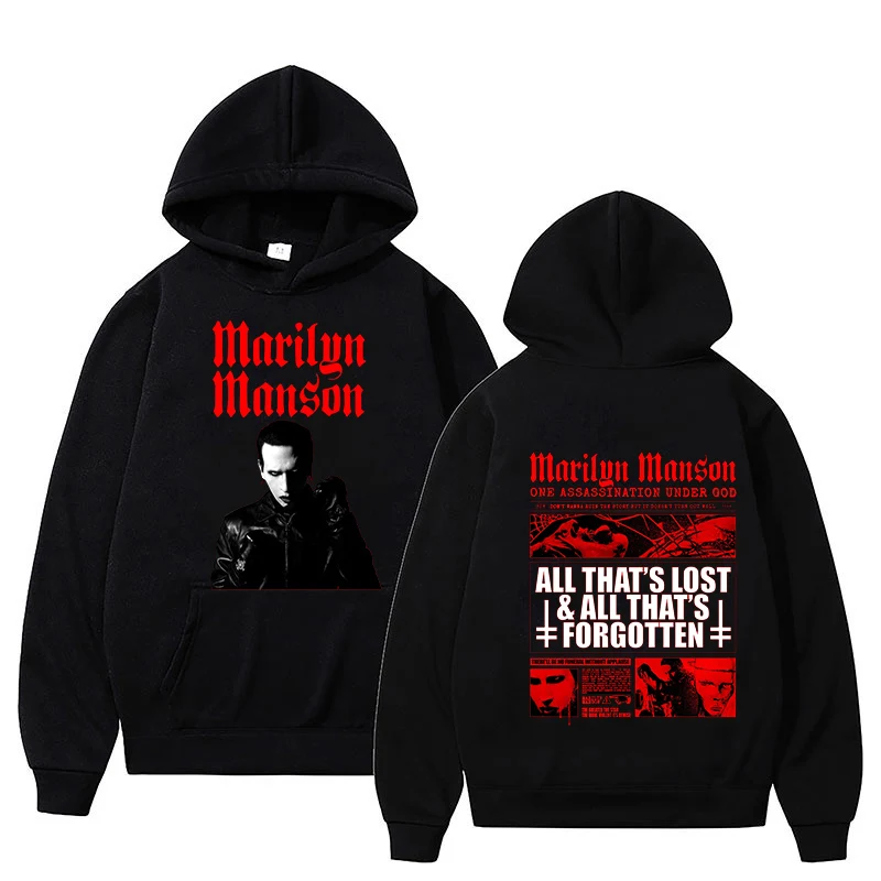 2025 Marilyn Manson Hoodie Print Pullovers Unisex Fashion Casual Tour 2025 Hoodie Y2K Sweatshirt Autumn Unisex Long Sleeve Stree