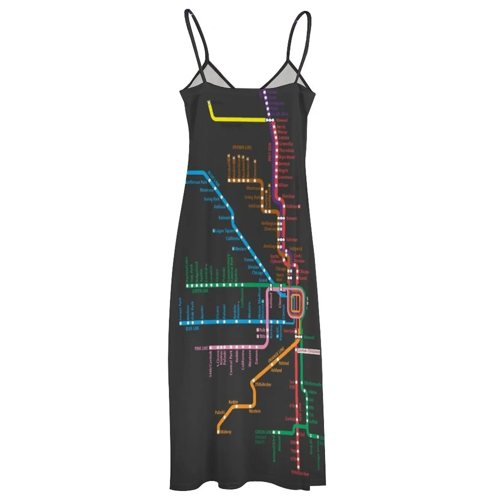 Chicago Trains Map Sleeveless Dress party dresses women Women's evening dress Long dress prom clothes