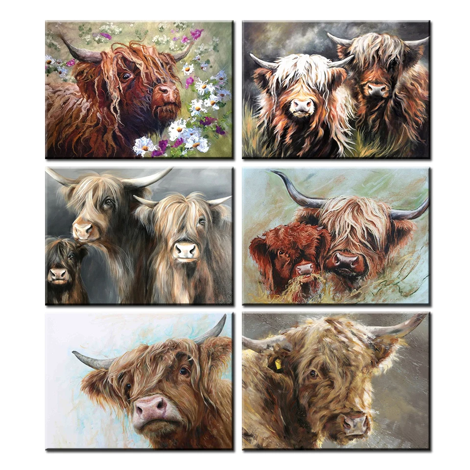 New Arrival Diamond Painting Highland Yak Cow Animal Full Diamond Mosaic Puzzle Embroidery Rhinestone Art Cross Stitch DIY F89