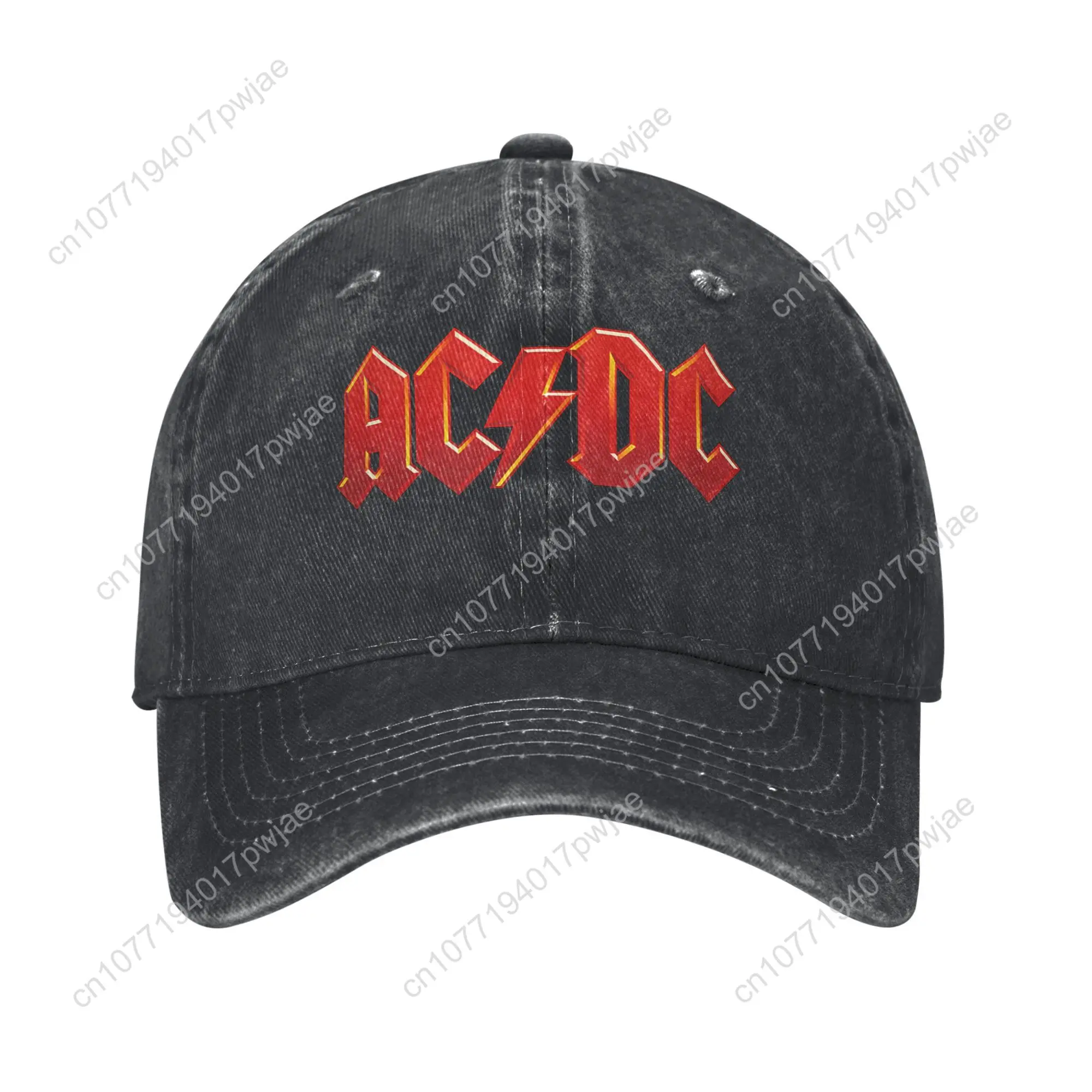 AC-DC Rock Music Band Donkerrood Logo Baseball Cap Vintage Distressed Denim Snapback Cap Unisex Stijl Outdoor Reizen Caps Hoed