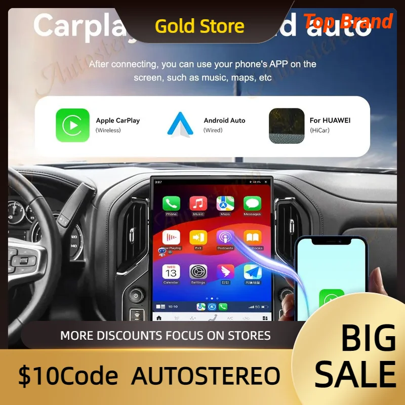 15.6 Carplay Tesla Style For Chevrolet Silverado Tahoe GMC Sierra 2019-2021 Android 13 Car GPS Navigation Multimedia Player Unit