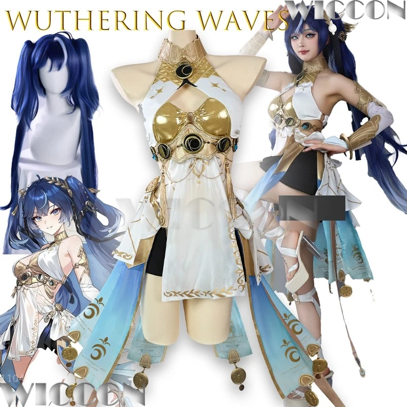 

IUNO Wuthering Waves, одежда для косплея, аниме, платье богини, двойной хвост, наряд для ролевых игр, женский комплект для вечеринки, карнавала