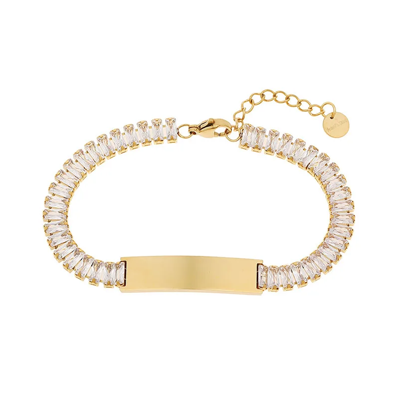 

Apexelle Brand Timeless Jewelry Stainless Steel Bracelet Zircon Paired With Metal Fashion Tennis Bracelet Fine Jewelry