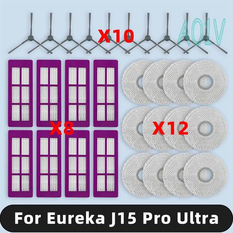 

A01V-For Eureka J15 Pro Ultra Spare Parts Side Brush Hepa Filter Mop Cloth Accessories Consumables
