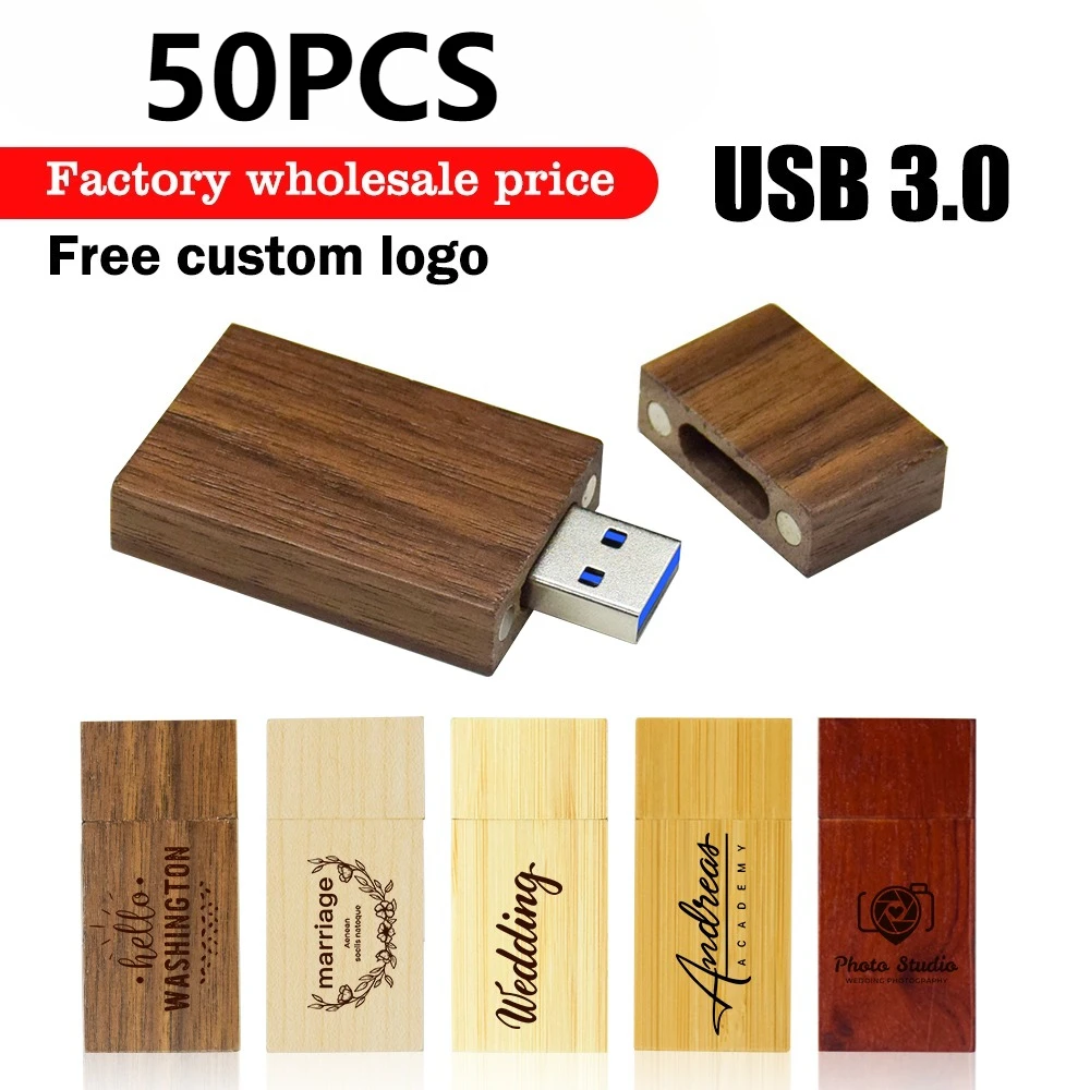 

50 шт./лот, бесплатная персонализированная настройка USB 3.0, деревянный флэш-накопитель, 4 ГБ, 8 ГБ, 16 ГБ, 32 ГБ, 64 ГБ, 128 ГБ, свадебный подарок, U-диск