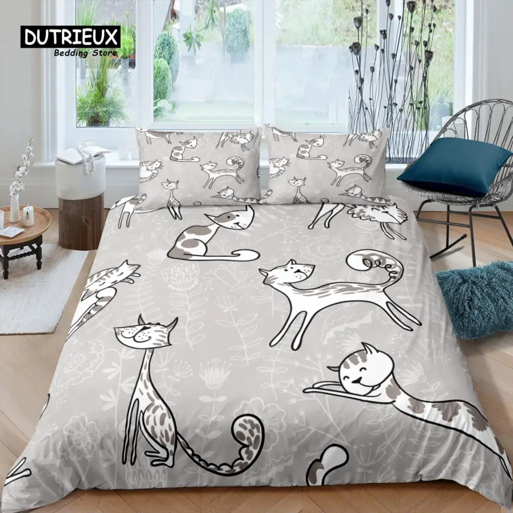 

Home Living Luxury 3D Retro Cat Bedding Set Duvet Cover Pillowcase Kids Bedding Set Queen and King EU/US/AU/UK Size