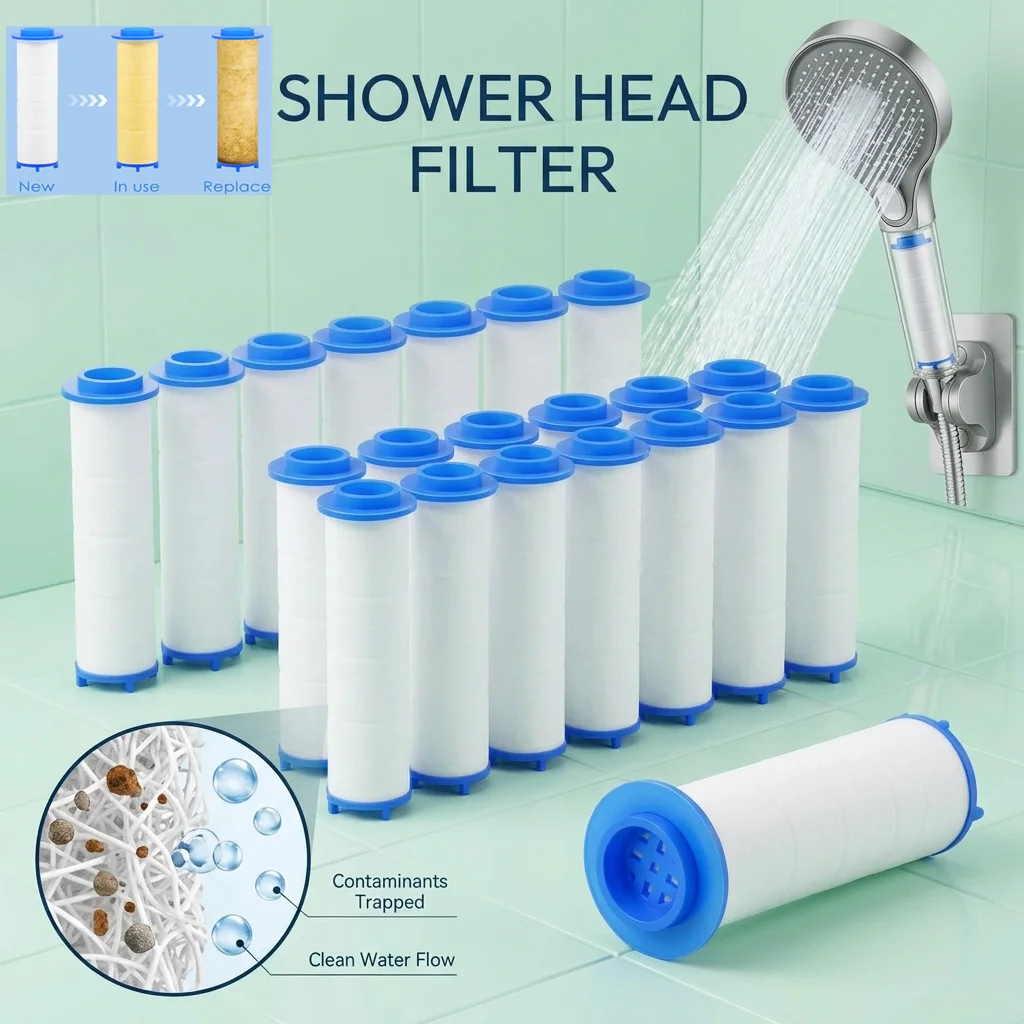 

20Pcs Replacement Shower Filter Cartridge shower water filter Remove Chlorine/Fluoride/Hard Water for Most Hand Held Showerhead