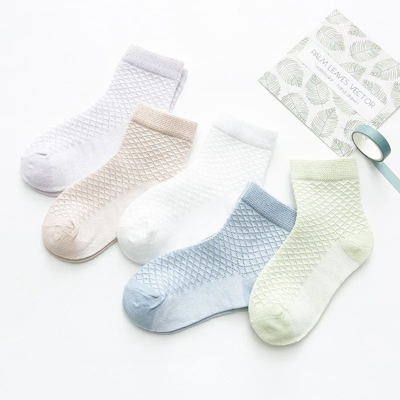 5Pairs/set Summer Mesh Thin Newborn Baby Boys Girls Socks Cotton Solid Infant Sock For Boy Girl Casual 0-12Month