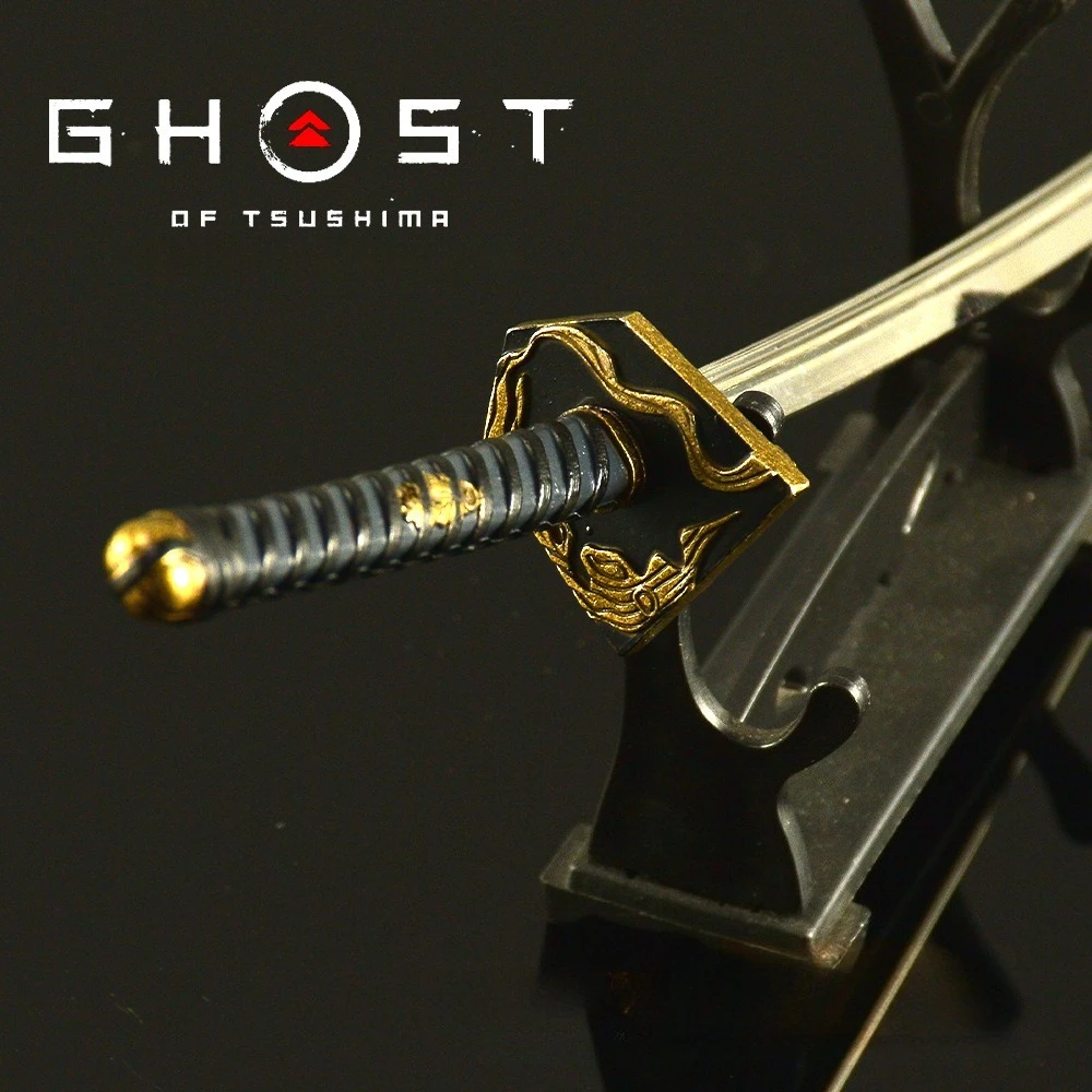 26 سنتيمتر/10.2in شبح تسوشيما منتصف الليل هانابي لعبة سيف ساموراي لعبة الطرفية كاتانا نموذج التحف سطح المكتب حلية الصبي هدية #3