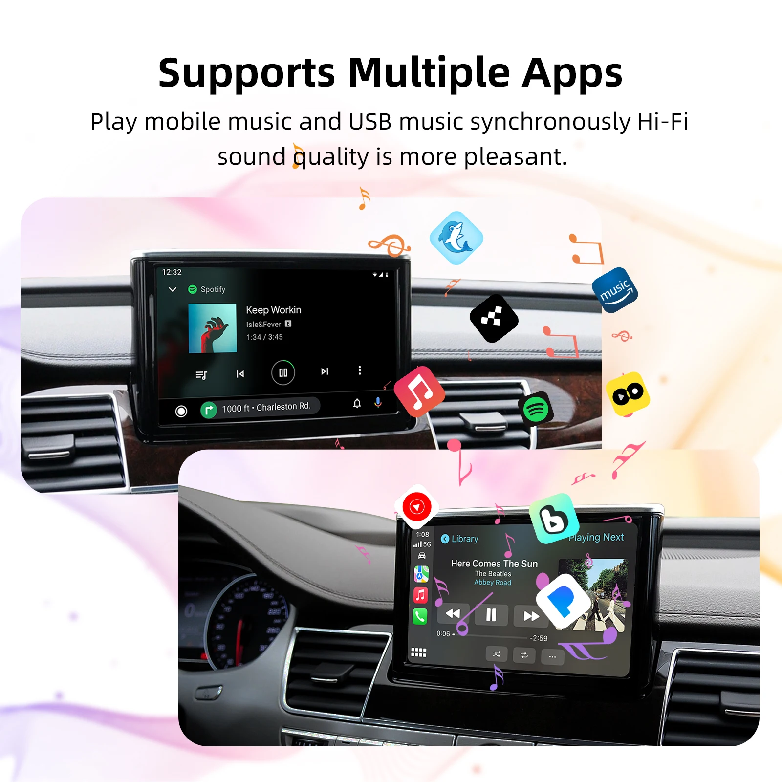 EzoneTronics Wireless CarPlay Android Auto Interface for Audi A8 2012-2015 MMI 3G with AirPlay Mirror Link Car Play Functions