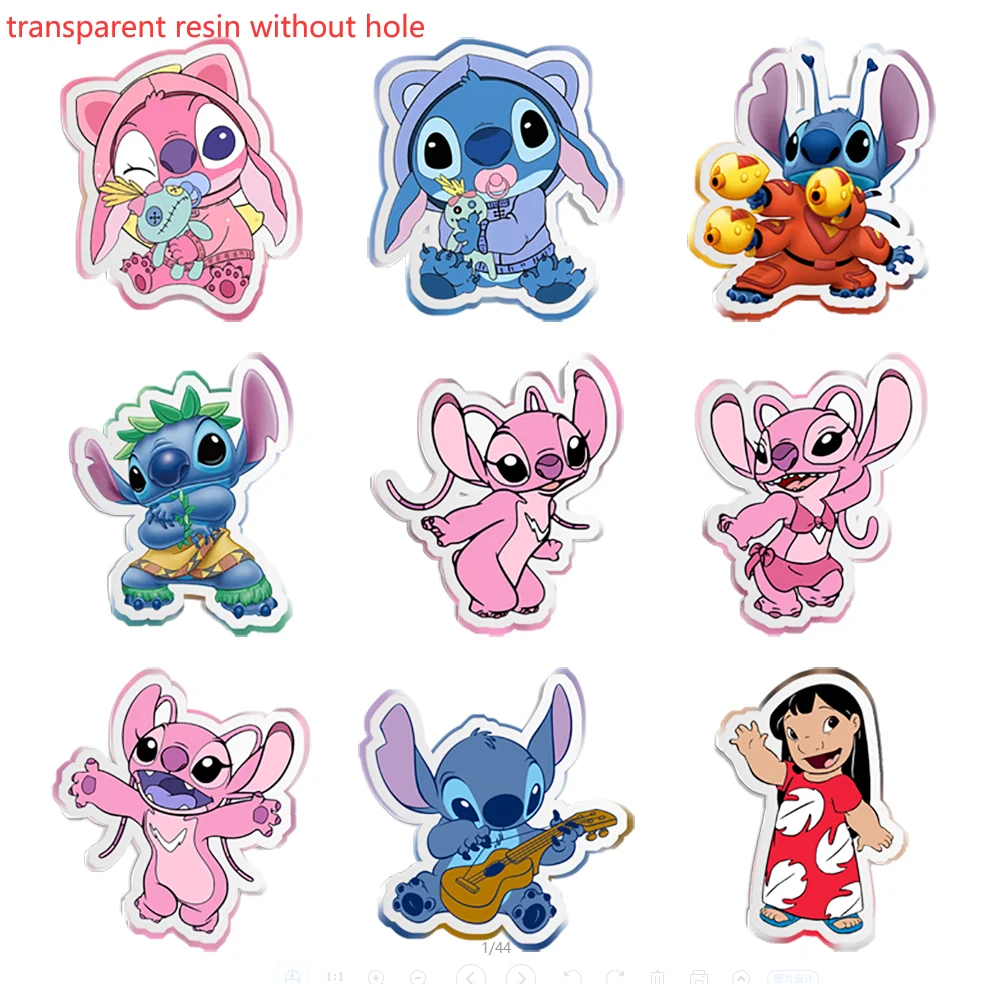 

Without Hole 10 Pcs/Lot Disney Stitch Mermaid Planar White Transparent Glitter Resin Charms For DIY Craft Supplies