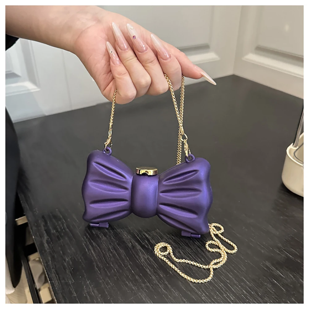 

Fashion Bow Shaped Chains Crossbody Bag Women 2025 New Creative Mini Lipstick Bags Elegant Lady Banquet Dinner Shoulder Bags