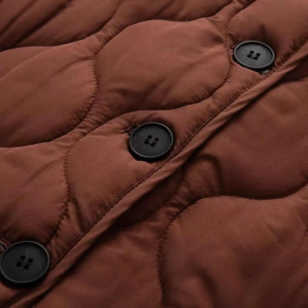 

Women's round Neck Quilted Cotton Jacket European American Style Warm Fashion Versatile Loose Fit New