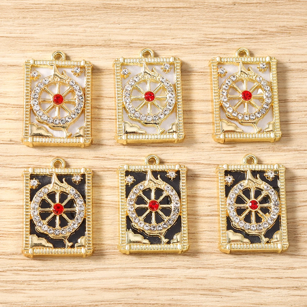 Tusember 5 Stück vergoldete Tarot-Stern-Mond-Böses-Auge-Hamsa-Hand-Anhänger Talisman-Charms für DIY-Schmuckherstellung, Halsketten, Ohrringe – Detail 10