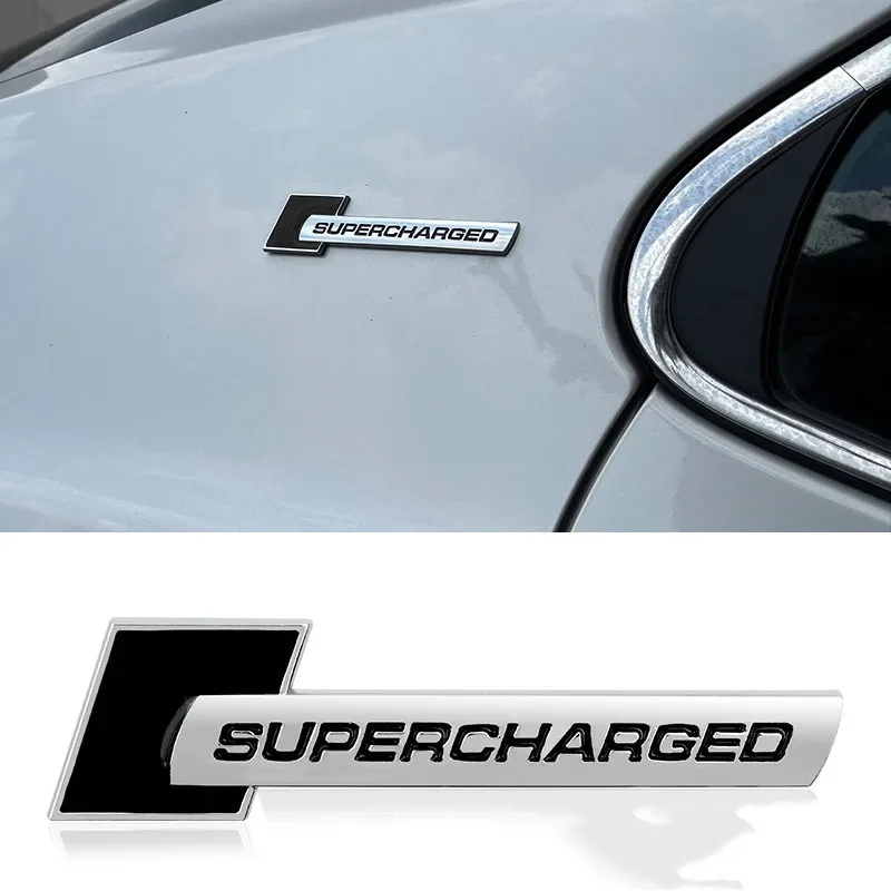 Letras de aluminio 3D Supercharged Fender Rear Trunk Emblem Badge Stickers para Land Rover Range Rover VW Audi A3 A4 A5 A6 Q3 Q5 Q7