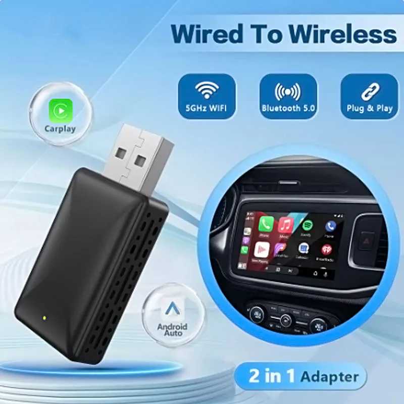 

Wireless Carplay Adapter Android Auto 2in 1 Smart Dongle 2024 5G WIFI phone Android iphone For Benz Mg Volvo Kia Chery VW