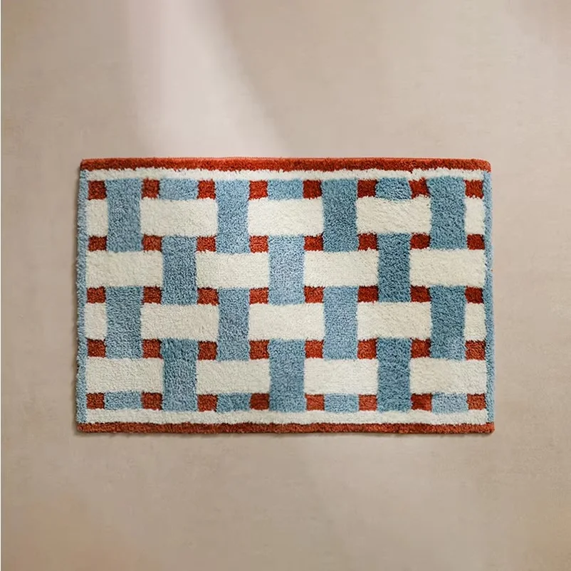 Middle Ancient Style Bathroom Entrance Absorbent velour Floor Mat, Retro Plush Bathroom Dirt Resistant Floor Mat, Toilet Carp