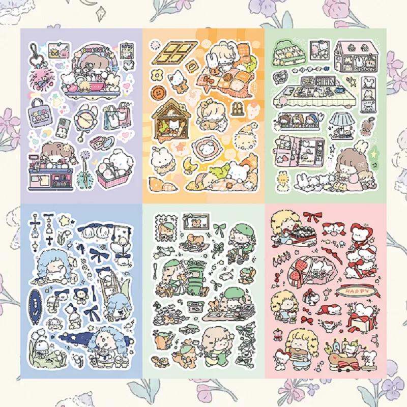 

Korean cute cartoon girl character sticker ins diy decoration material sticker sticker