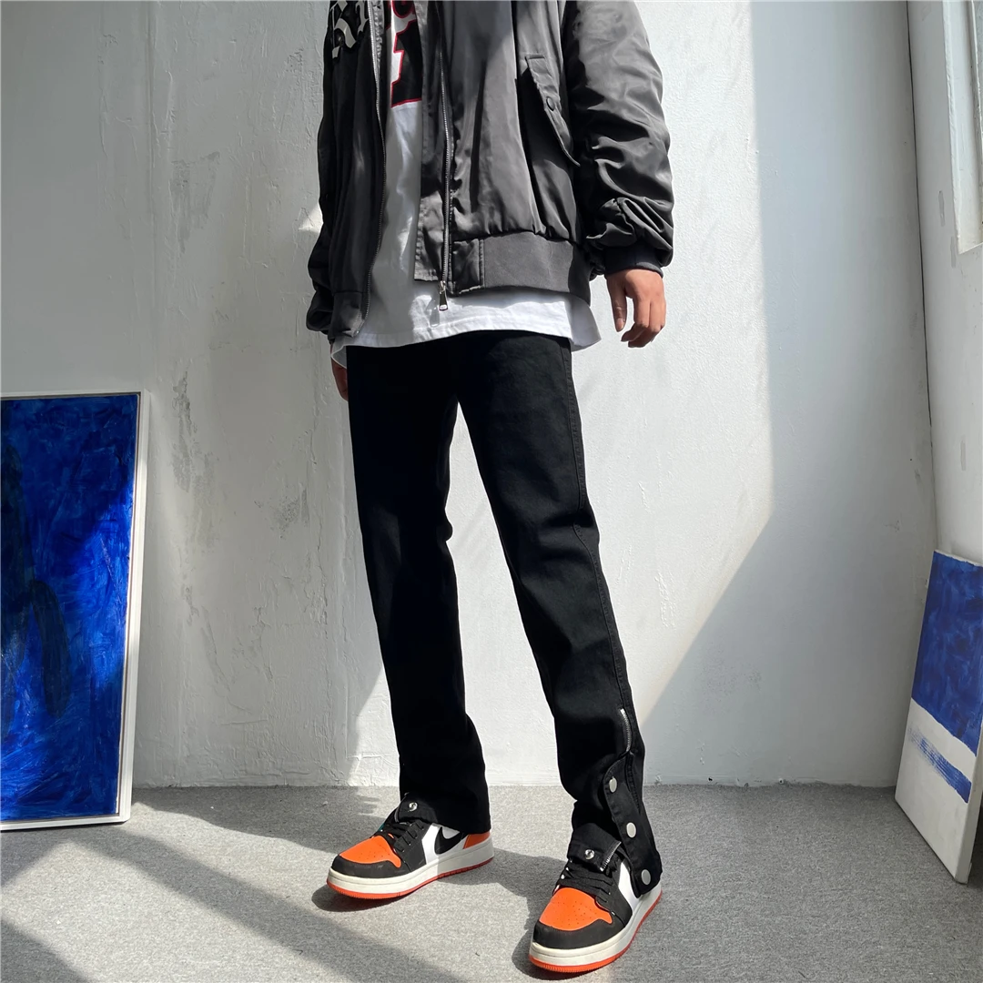 

Bla Workwear Sle Zipper Fly Jeans Men's Faion High Street Design Retro Long Trousers Youth Casual Comfortable Fit Jeans