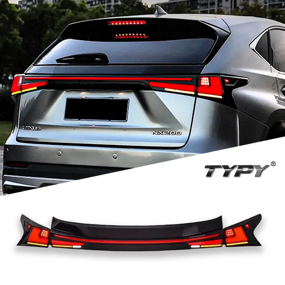 TYPY Auto Fanale Posteriore Per Lexus NX Fanale Posteriore 2015-2021 NX200 NX300 Aggiornato Dinamico Indicatori di direzione Lampada Freno Nuovo DRL