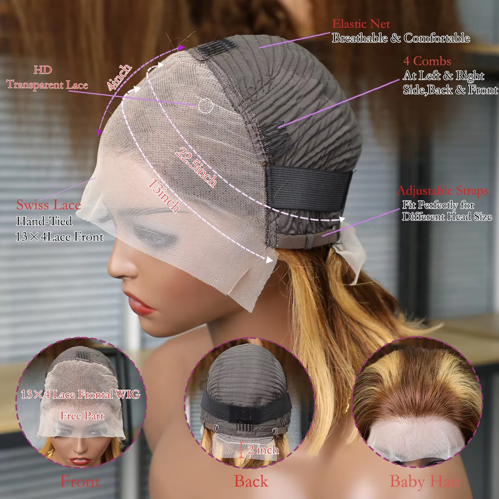 4/27 تسليط الضوء على شعر مستعار بوب الشعر البشري 13x4 الدانتيل شعر مستعار أمامي شعر مستقيم مع شعر الطفل 10 بوصة العسل شقراء بوب شعر مستعار للنساء السود