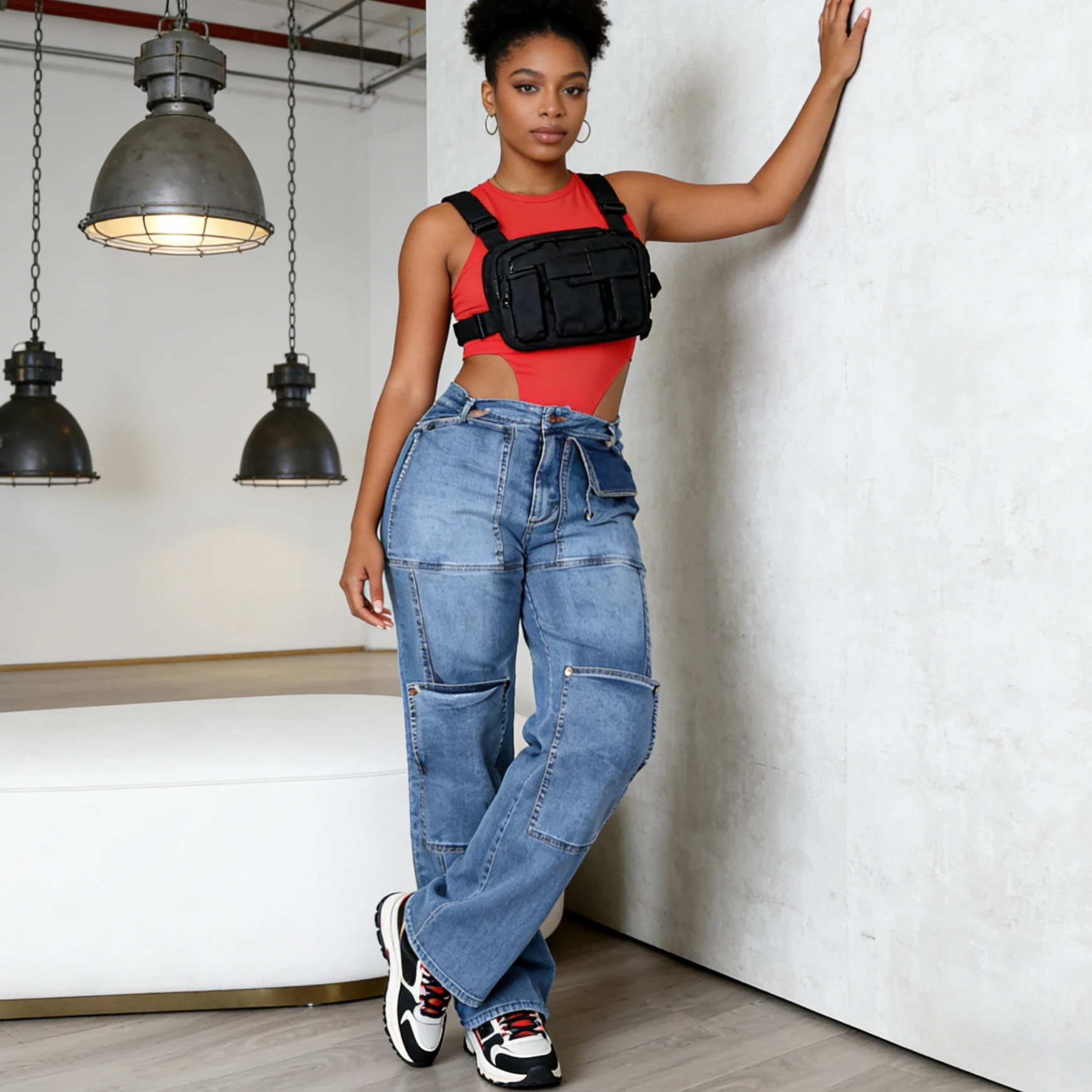 

Denim Pant Women Jeans Vintage Long Pants Slim Fit High Waist Sheath Sexy Trousers Y2k Streetwear Elegant Splice Work Casual