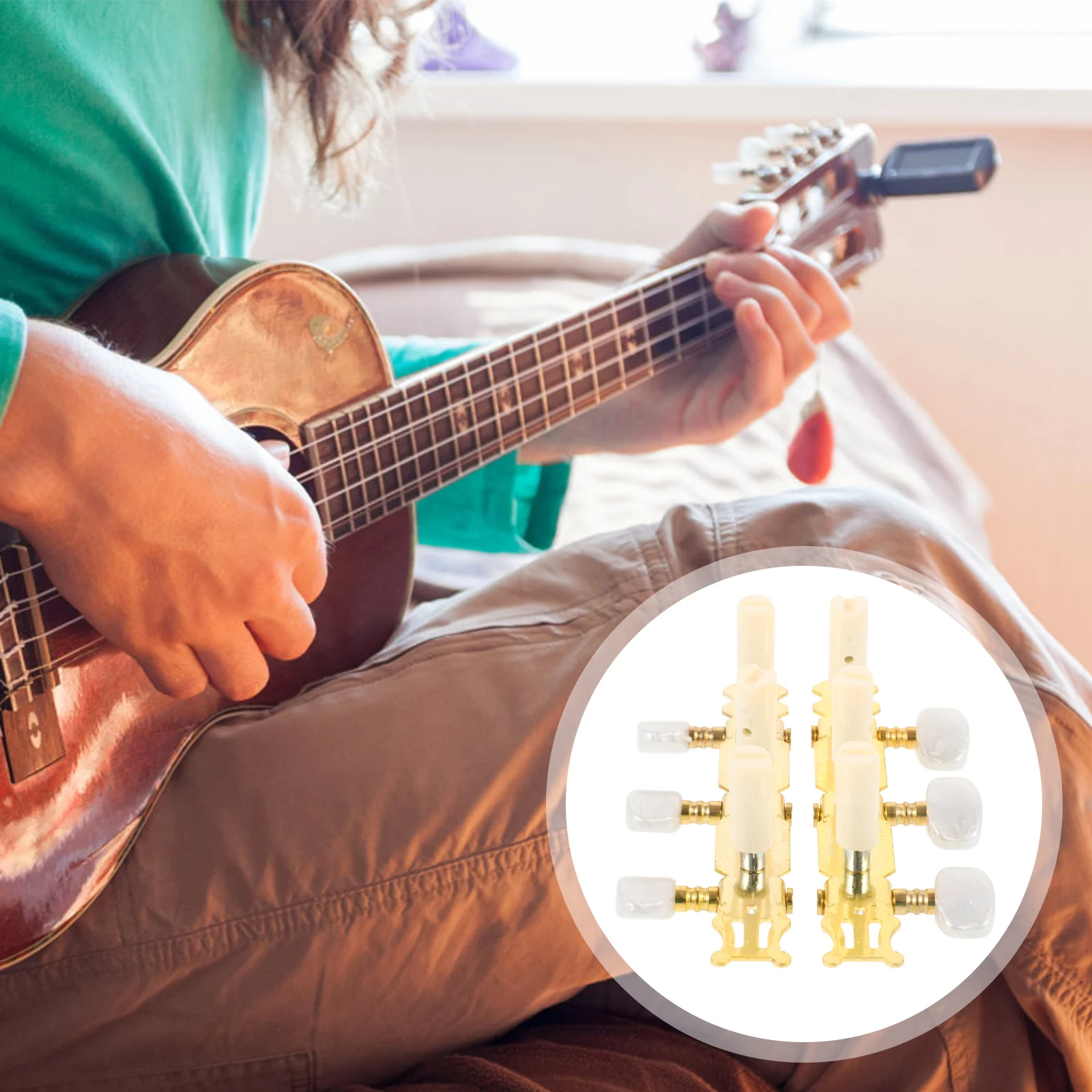 

Triple Guitar Tuning Pegs Acrylic Heads Gold Plated Design Classical Guitars Durable Wood Construction Aesthetic Appeal Sound