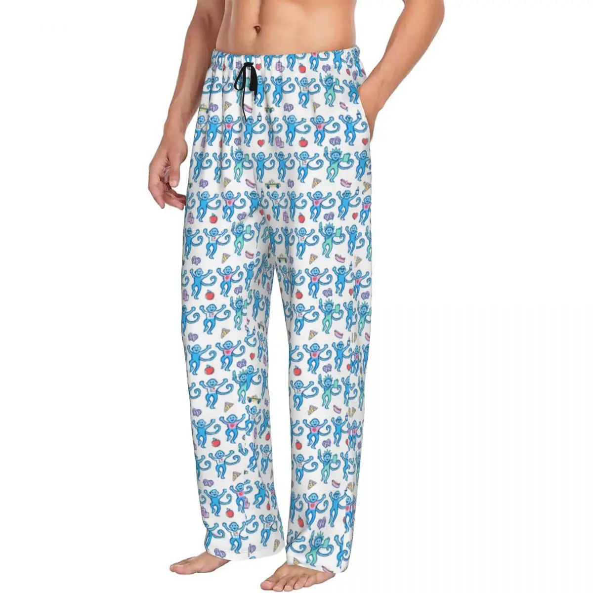 Men Preppy Roller Monkeys Rabbit Pajama Pants Custom Print Sleep Sleepwear Bottoms with Pockets