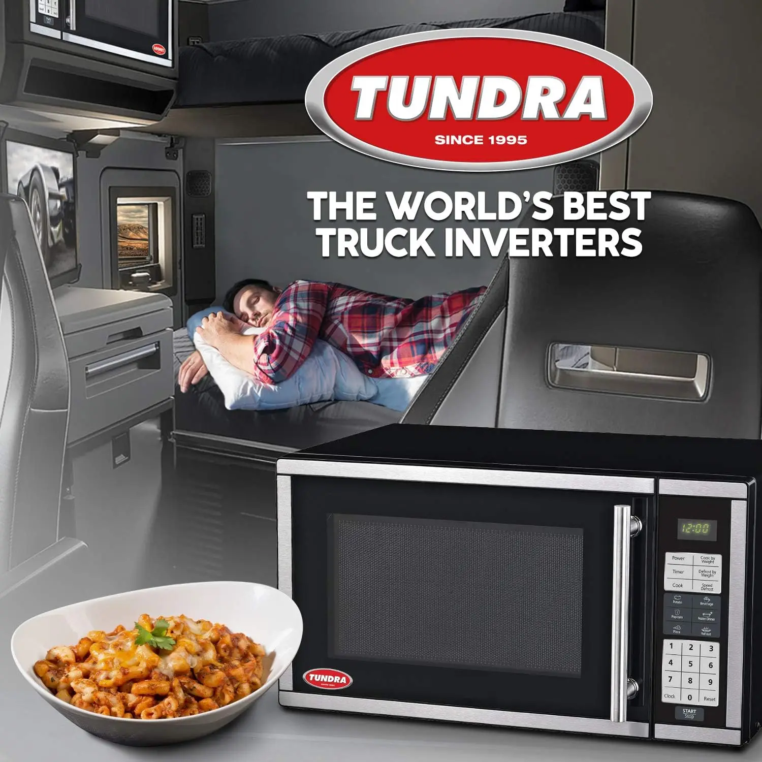 Series Truck Microwave Oven - Durable 120V RV Truck Countertop Oven with 20L/0.7 ft³ Capacity, 6 Auto-Cook Programs, C