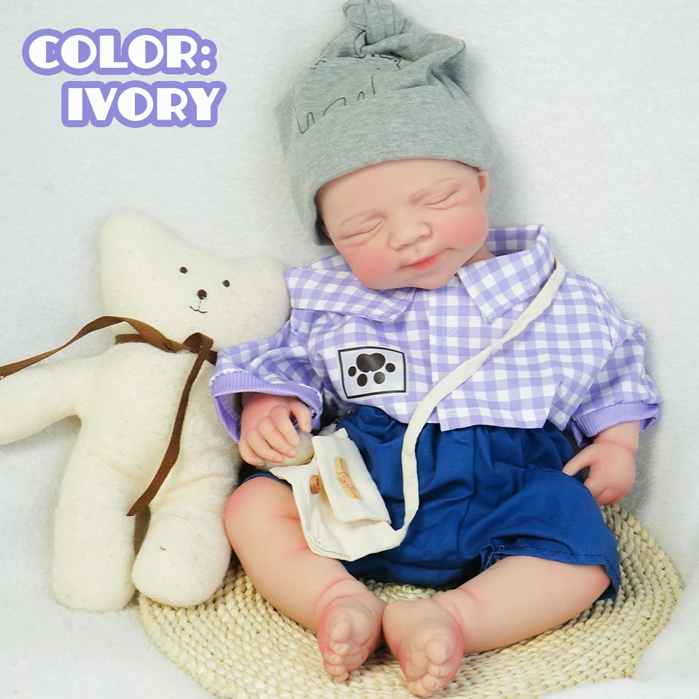 

Artificial Soft Full Body Platinum Silicone Painted Reborn Doll Girl Handmade 18.31inch Solid Newborn Fake Boy For Kid Gift