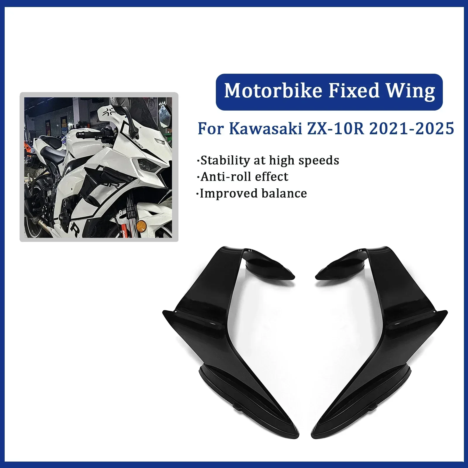 

for Kawasaki ZX10R ZX10R ZX-10R New Motorcycle Fairing Fixed Wind Wing 2021 2022 2023 2024 2025 Spoiler Parts Pneumatic Wing Kit